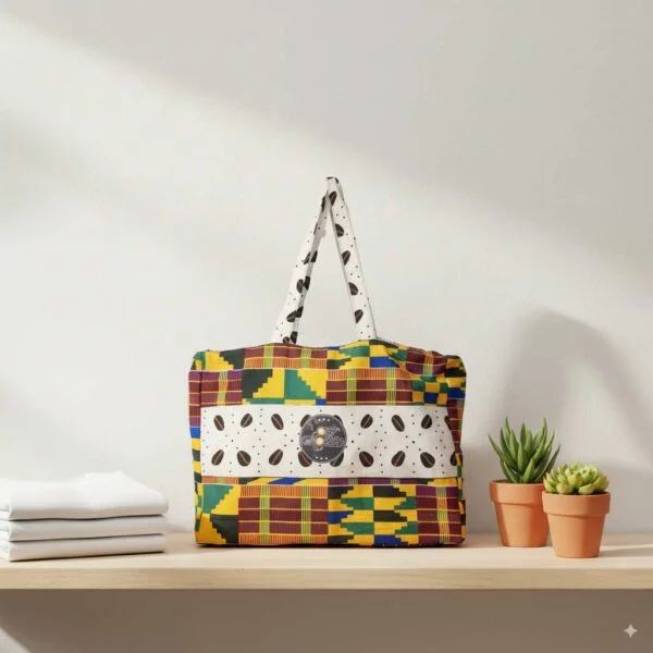 Sac Fourre-Tout "Kente & Grains de Café"